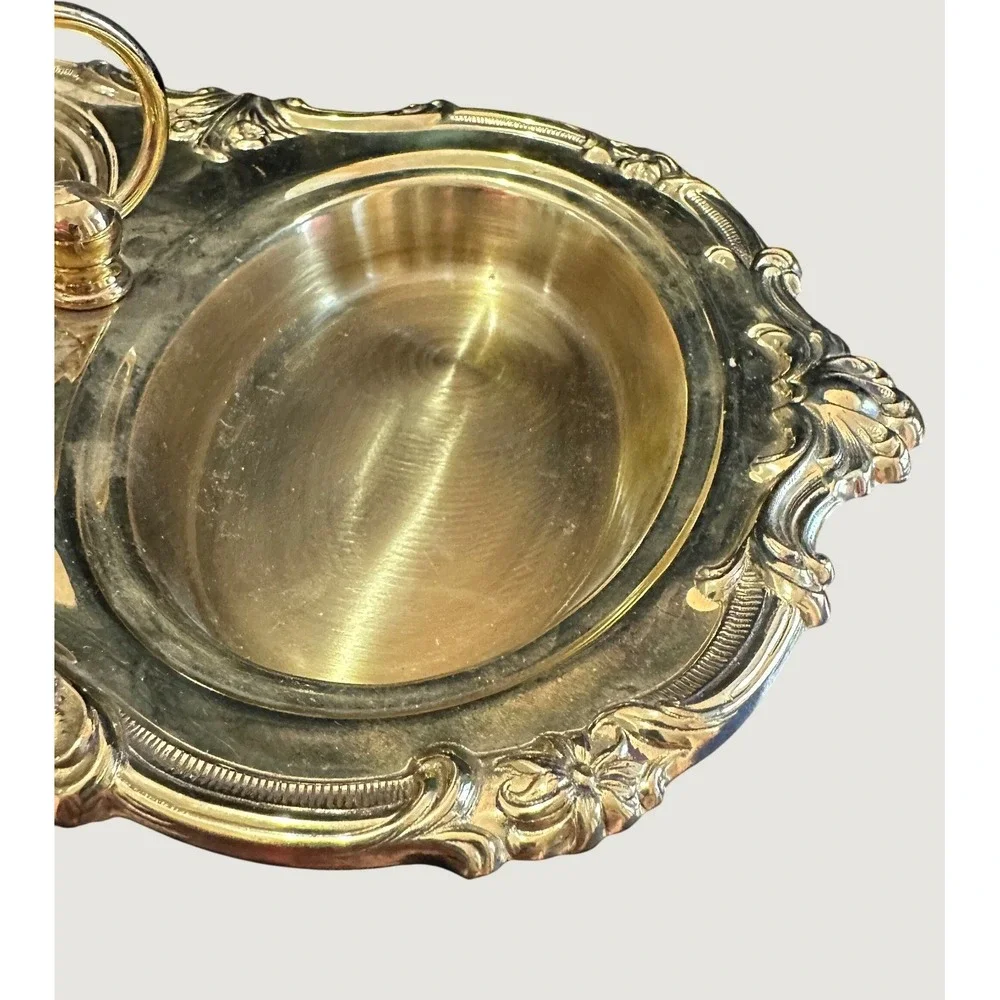 Vintage Copper Craft Brass Double Dish Nut Candy Ornate Scroll Topeka Kansas